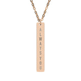 Always You vertical bar necklace | engraved bar pendant