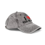 I Heart Red Flags Cap | Vintage Washed Embroidered Hat