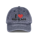 I Heart Red Flags Cap | Vintage Washed Embroidered Hat