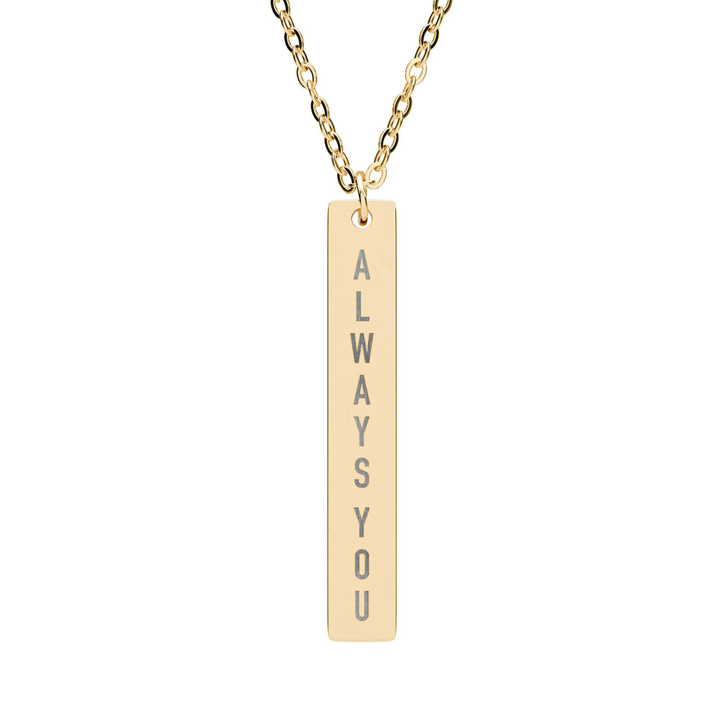 Always You vertical bar necklace | engraved bar pendant