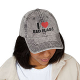 I Heart Red Flags Cap | Vintage Washed Embroidered Hat