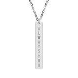 Always You vertical bar necklace | engraved bar pendant