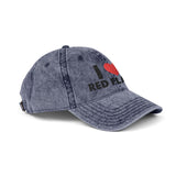 I Heart Red Flags Cap | Vintage Washed Embroidered Hat
