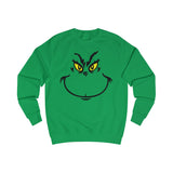 Grinch Face Sweatshirt | Holiday Whimsical Green Cartoon Smirk